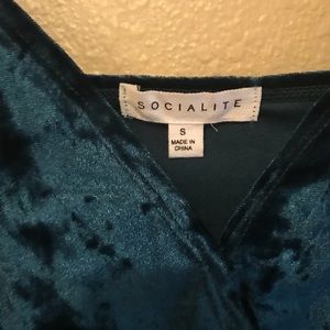 Crushed velvet bodysuit in Teal Green color